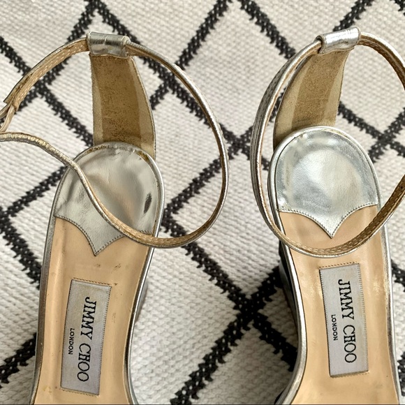 Jimmy Choo silver color block wedge sz 37.5 - Picture 4 of 8